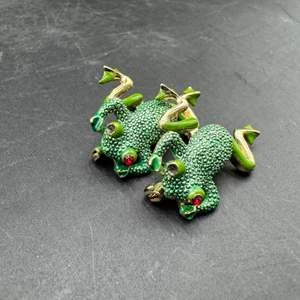Vintage Frog Brooch Pins, Pair