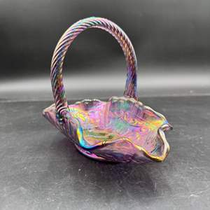 Vintage Carnival Glass Basket