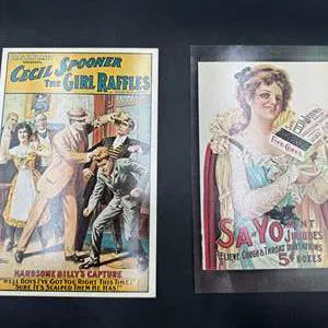 Advertising Postcards Lot - The Girl Raffles  Sav-O-Mint Cough Drops