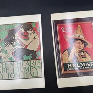 Postcard Lot When Hearts Are Trumps by Tom Hall  Helmar Turkish Cigarettes Ad