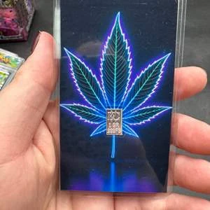 1 Gram Silver Bar with Holographic Marijuana Leaf Cardholder