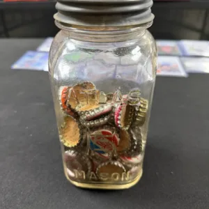 Vintage Atlas Mason Jar Filled with Coca-Cola Bottle Caps