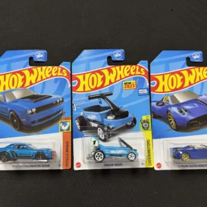 Hot Wheels 3-Car Lot – '18 Dodge Challenger SRT Demon, Draggin' Wagon & '17 Pagani Huayra Roadster